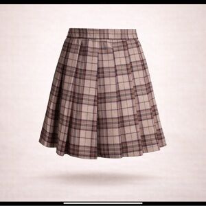 Y2K Plaid Pleated Mini Skort Built-In Satin Shorts Preppy